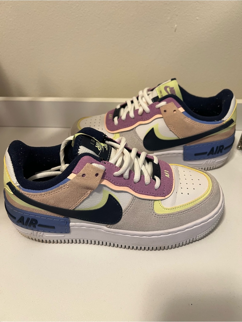 Nike Women's Air Force 1 Low - Navy, Lavender, Yellow, Tan